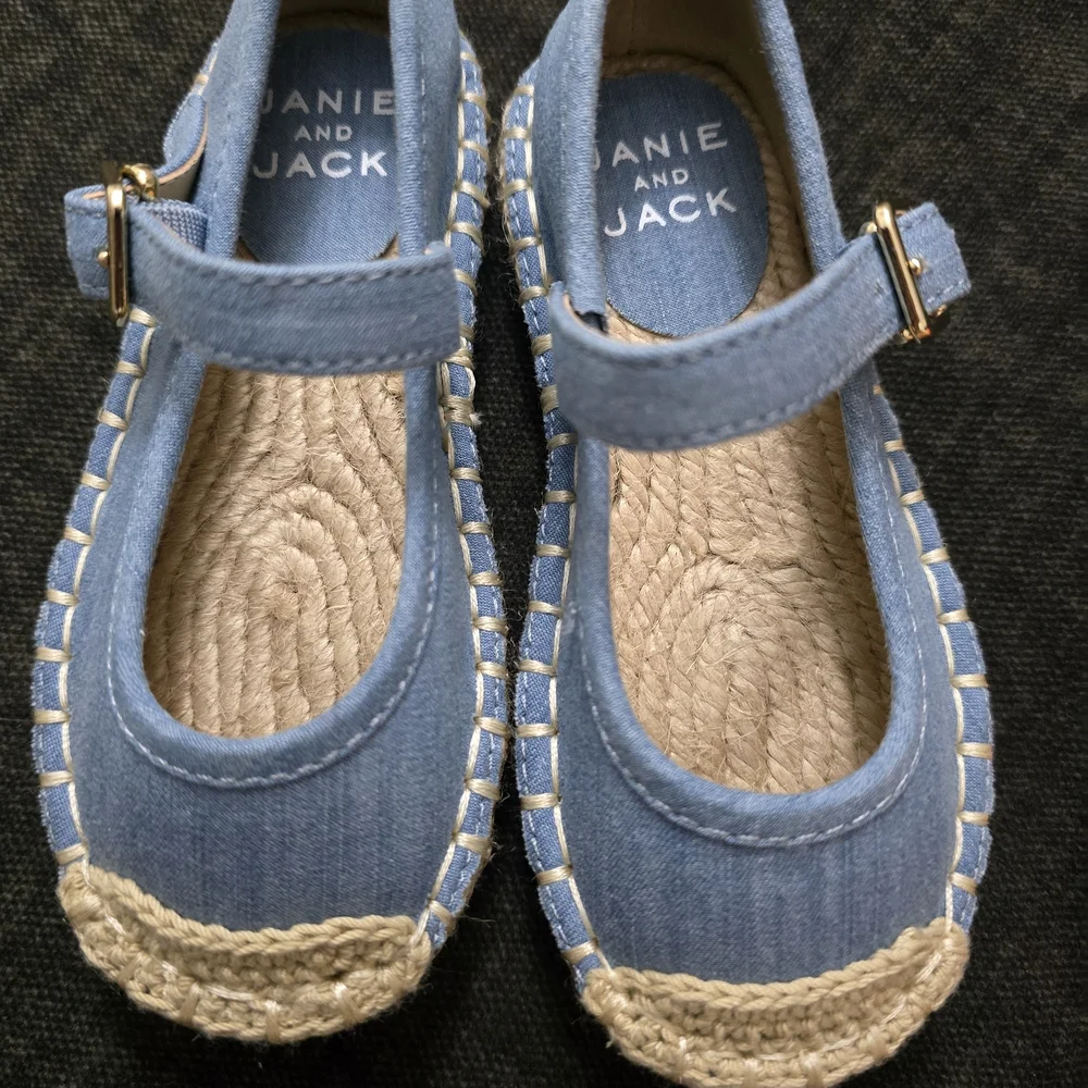 Janie and Jack Light Blue Espadrille Mary Jane Sandals
